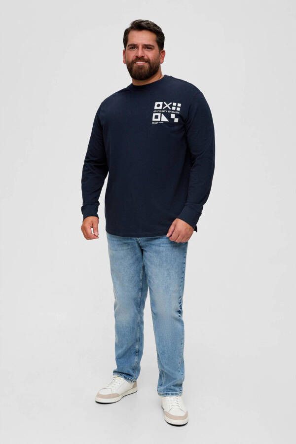 S.Oliver Big Size sweater Plus Size met printopdruk blauwzwart