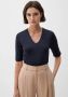S.Oliver BLACK LABEL slim fit T-shirt van viscose in donkerblauw - Thumbnail 1