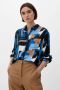 S.Oliver BLACK LABEL blouse met all over print blauw wit camel - Thumbnail 1