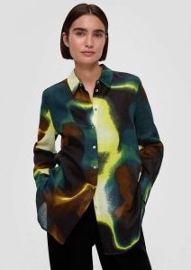 S.Oliver BLACK LABEL blouse met all over print geel groen bruin