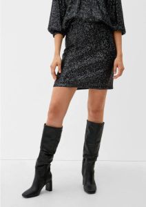 S.Oliver BLACK LABEL gebreide rok met pailletten zwart