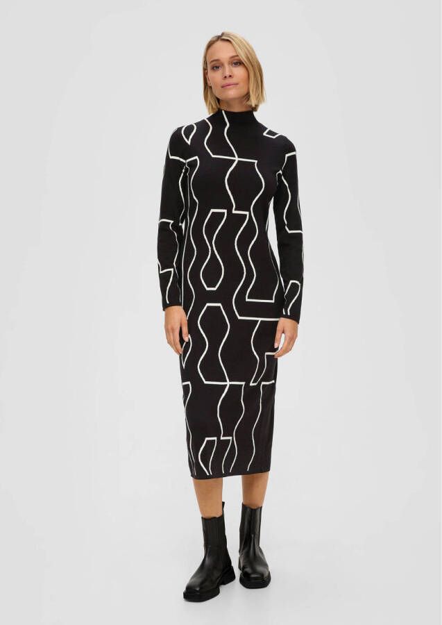 S.Oliver BLACK LABEL gebreide jurk met grafische print zwart wit
