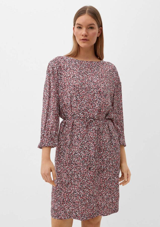 S.Oliver BLACK LABEL Knielange jurk van pure viscose met all-over motief