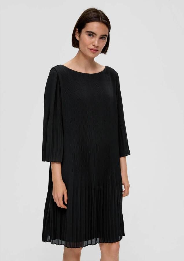 s.Oliver BLACK LABEL jurk met plisse zwart