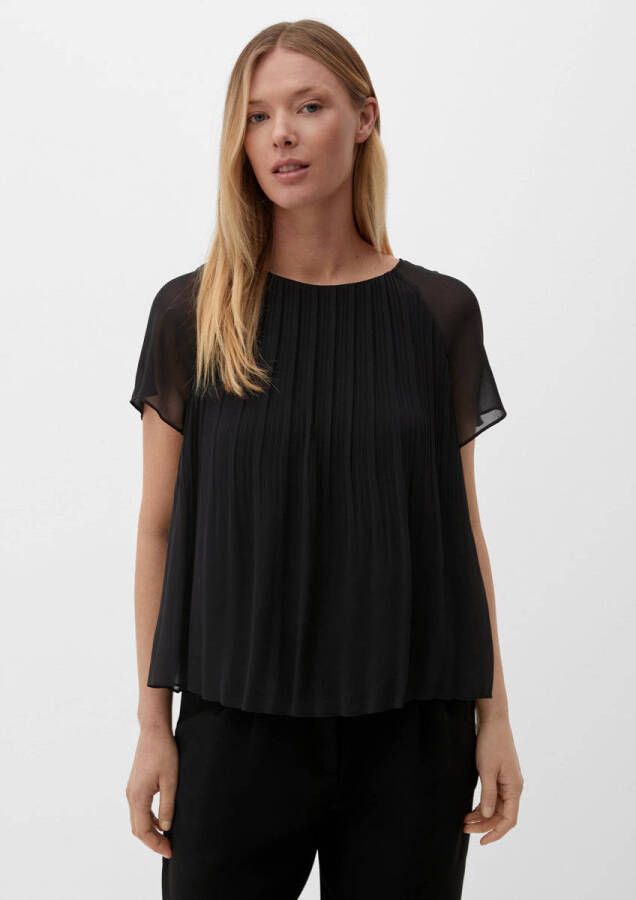 S.Oliver BLACK LABEL semi-transparante blousetop met plooien zwart