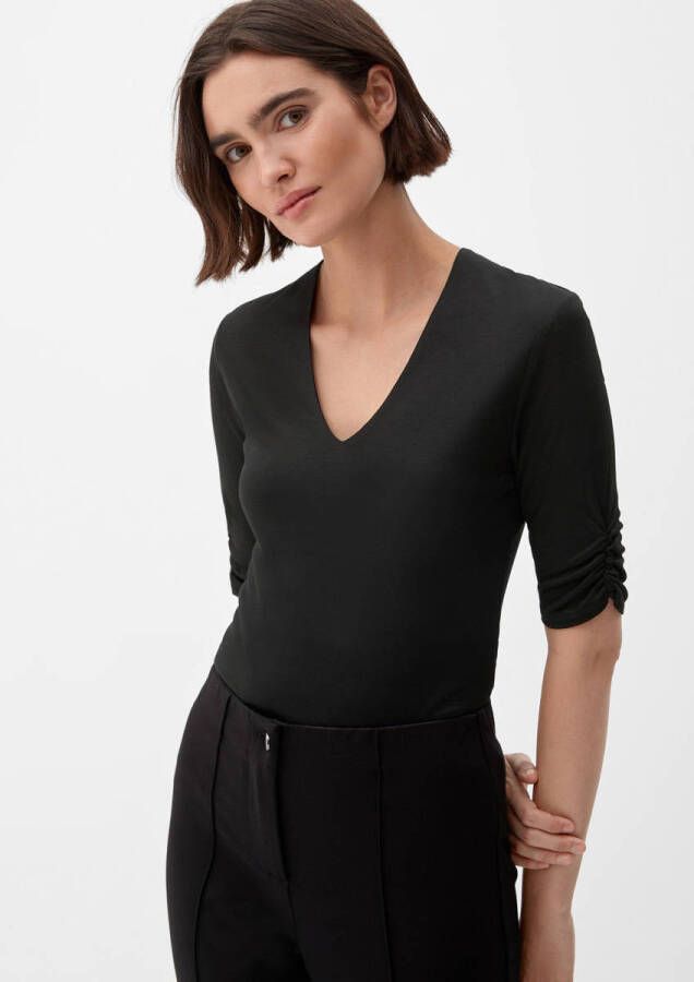 S.Oliver BLACK LABEL T-shirt van viscose met V-hals