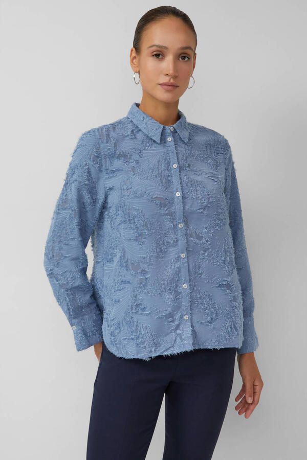 S.Oliver BLACK LABEL Loose fit overhemdblouse in semi-transparante look