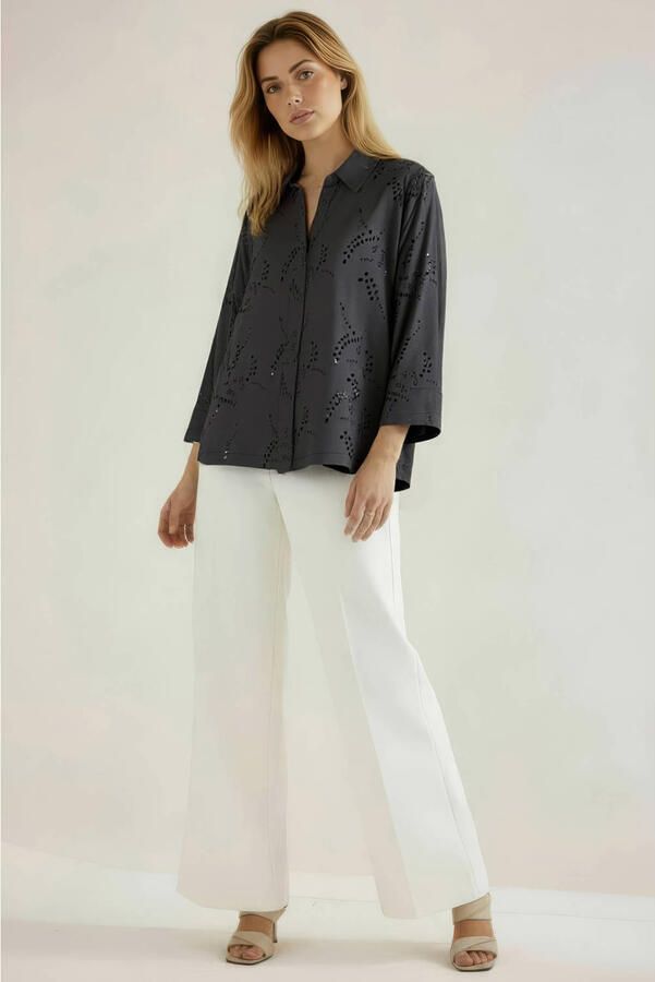 S.Oliver BLACK LABEL regular fit blouse met lange mouwen van puur katoen - Foto 2