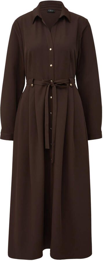 S.Oliver BLACK LABEL blousejurk met ceintuur donkerbruin