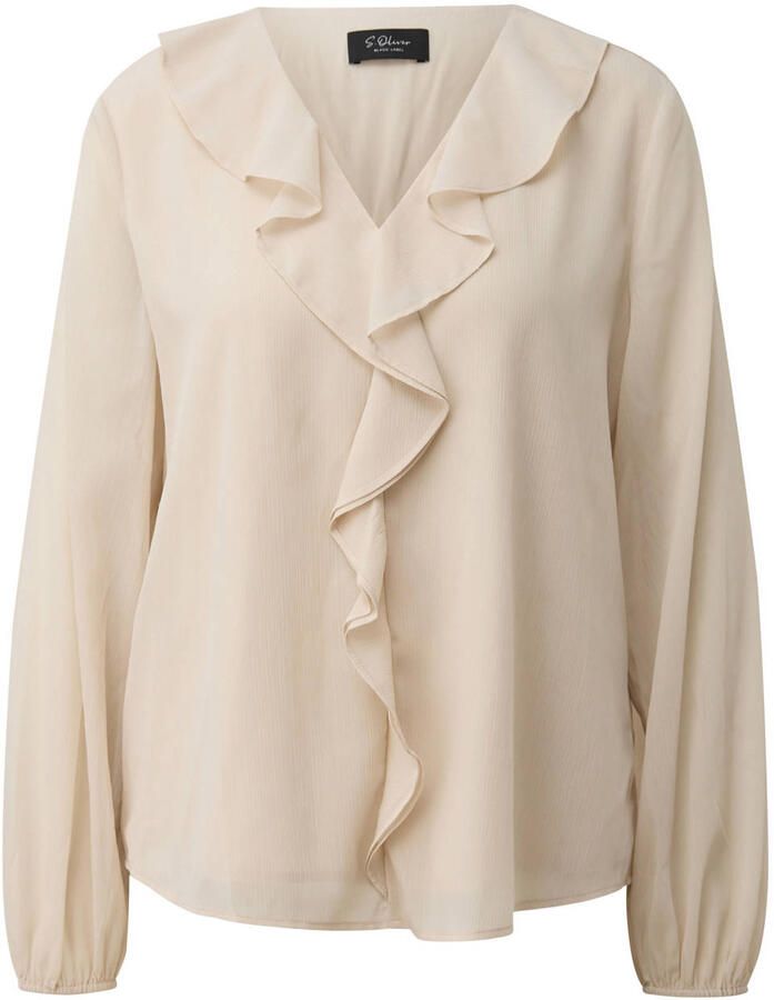 S.Oliver BLACK LABEL regular fit blouse met lange mouwen in crêpe-look