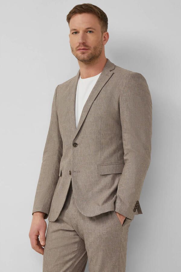 S.Oliver BLACK LABEL colbert met linnen donkerbruin
