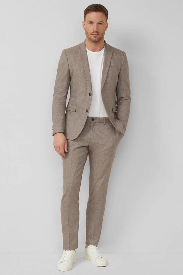 S.Oliver BLACK LABEL colbert met linnen donkerbruin - Foto 3
