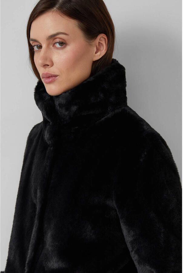 S.Oliver BLACK LABEL Relaxed fit jack van imitatiebont met gebreide stormboorden - Foto 1