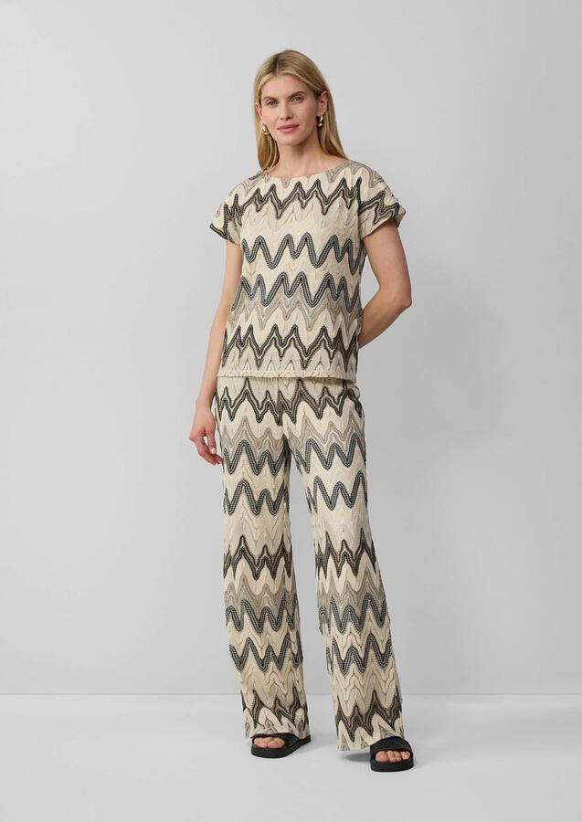 S.Oliver BLACK LABEL Wide leg wijde broek met all-over motief - Foto 2