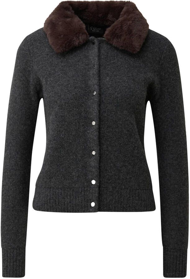 S.Oliver BLACK LABEL gebreid vest met wol grijs