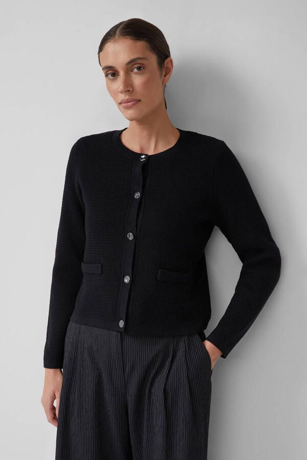 S.Oliver BLACK LABEL Regular fit gebreid jack van katoenmix - Foto 3