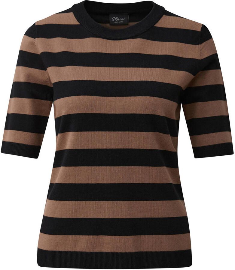 S.Oliver BLACK LABEL gebreide gestreepte trui beige