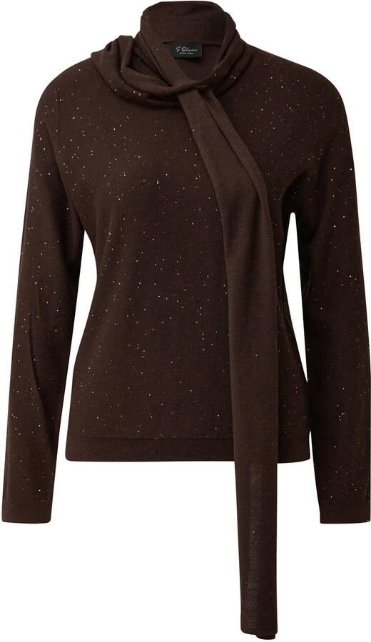 S.Oliver BLACK LABEL gebreide trui met glitters en wol donkerbruin - Foto 2