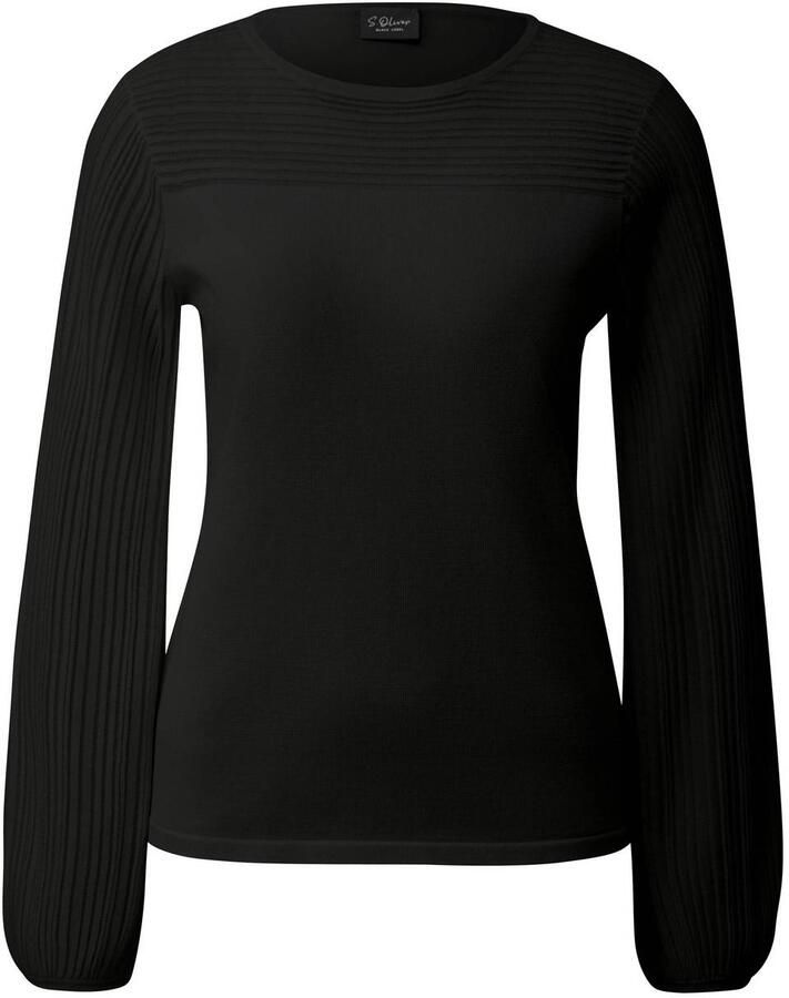 S.Oliver BLACK LABEL Regular fit gebreide pullover van viscosemix met geplisseerde ballonmouwen
