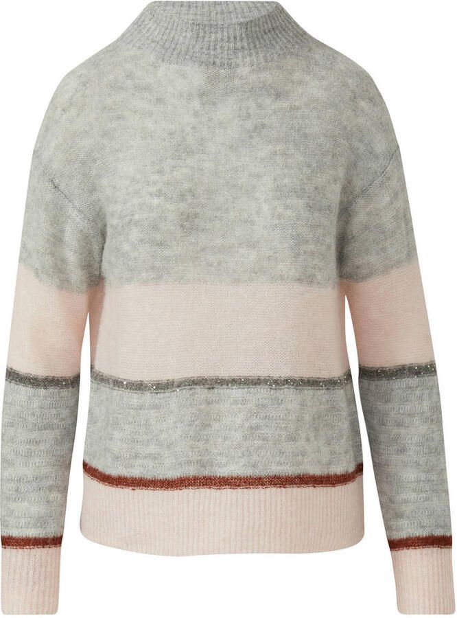 S.Oliver BLACK LABEL gestreepte gebreide trui met wol grijs - Foto 2