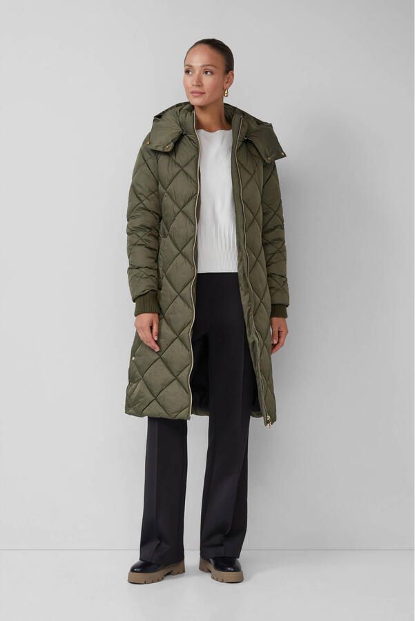 S.Oliver BLACK LABEL Regular fit gewatteerde lange jas met tweewegritssluiting