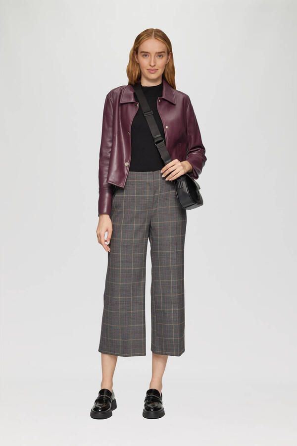 S.Oliver BLACK LABEL Getailleerd jack in leerlook met twill voering