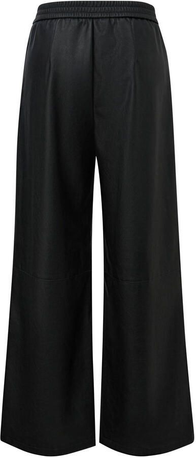 S.Oliver BLACK LABEL imitatieleren wide leg broek zwart