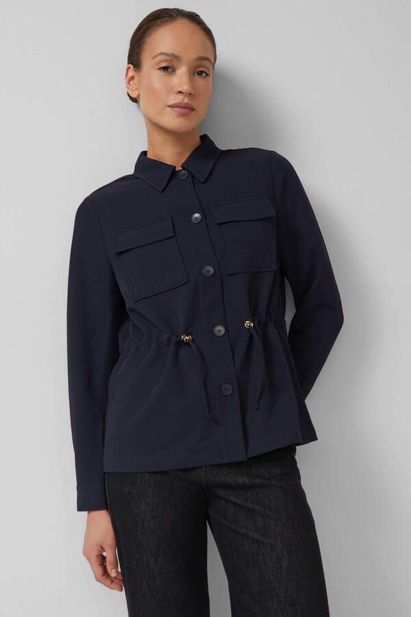 S.Oliver BLACK LABEL regular fit lange blazer met borstpattentaschen