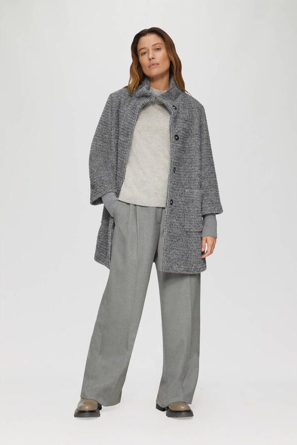 S.Oliver BLACK LABEL Relaxed fit lange jas met gebreide boordjes aan de mouwen