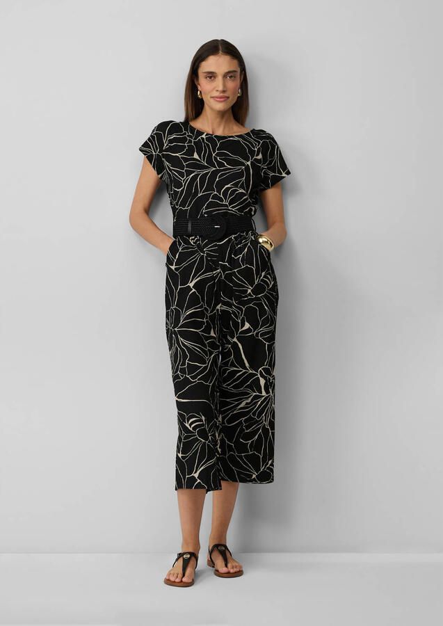 S.Oliver BLACK LABEL Regular fit jumpsuit in culottelengte met gevlochten riem