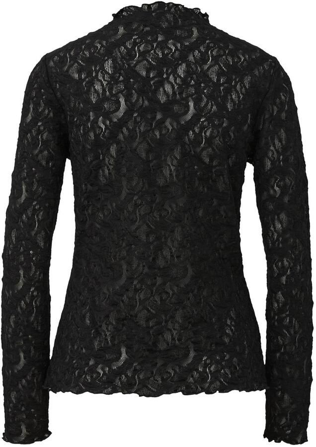 S.Oliver BLACK LABEL kanten semi-transparante top met ruches zwart