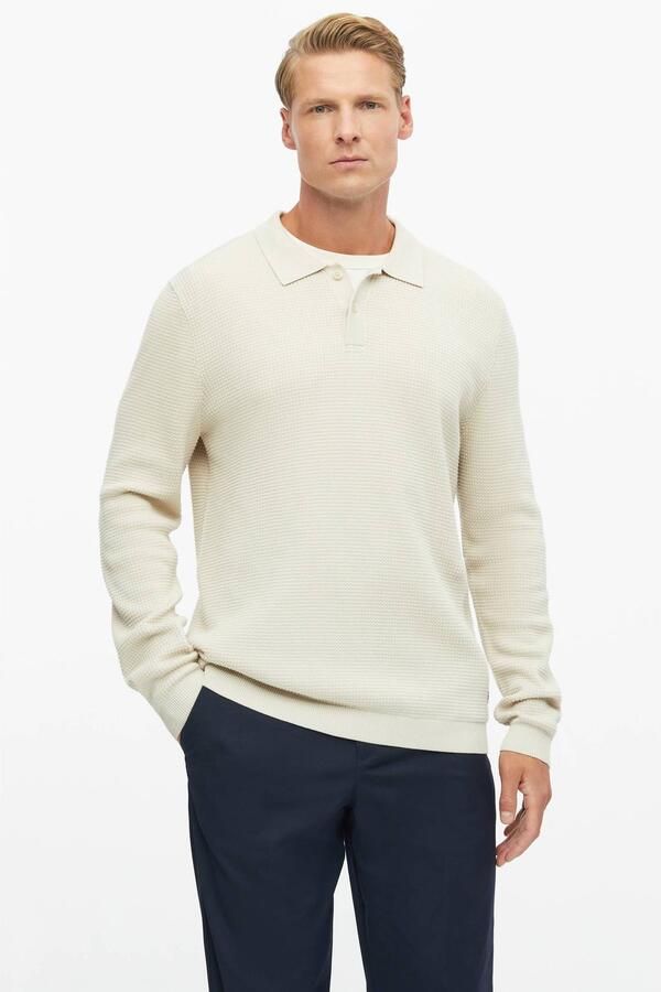 S.Oliver BLACK LABEL katoenen regular fit gebreide trui beige