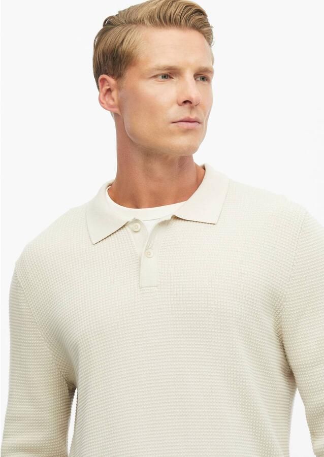 S.Oliver BLACK LABEL katoenen regular fit gebreide trui beige - Foto 2