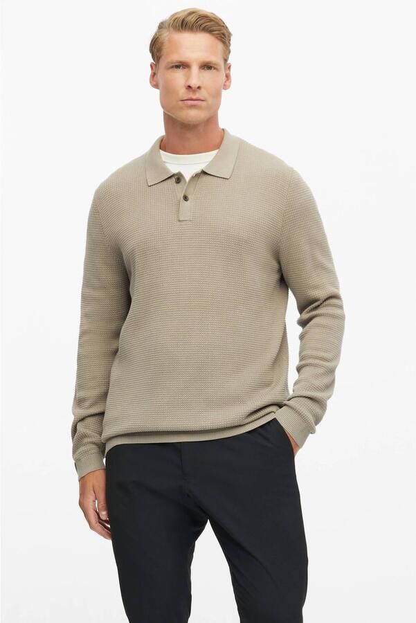 S.Oliver BLACK LABEL katoenen regular fit gebreide trui bruin