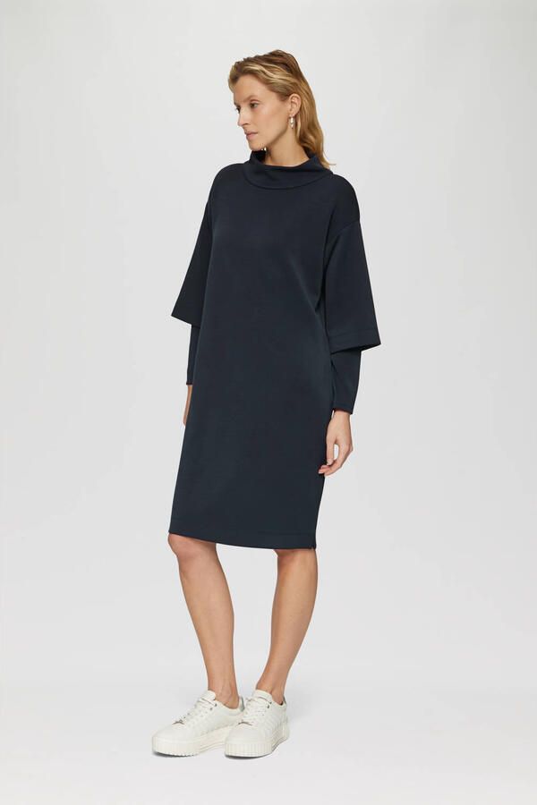 S.Oliver BLACK LABEL Uitlopende scuba jurk met laagjesdetails en opstaande kraag - Foto 3