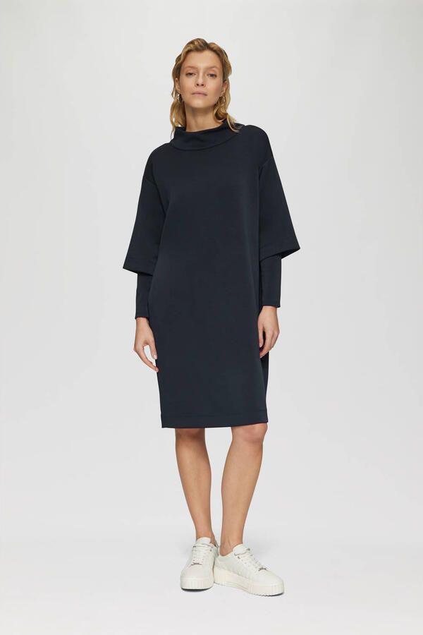 S.Oliver BLACK LABEL Uitlopende scuba jurk met laagjesdetails en opstaande kraag - Foto 2