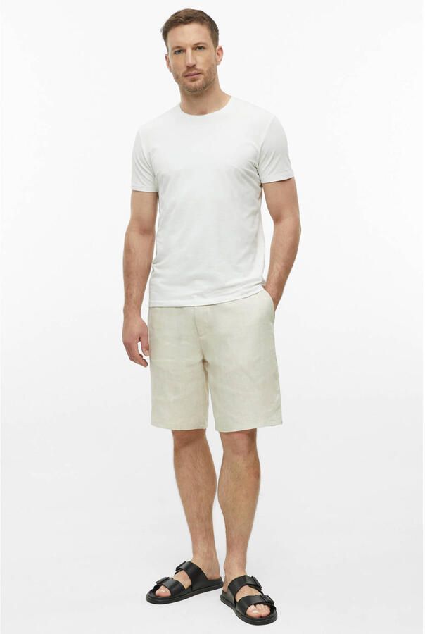 S.Oliver BLACK LABEL linnen regular fit korte broek ecru - Foto 3