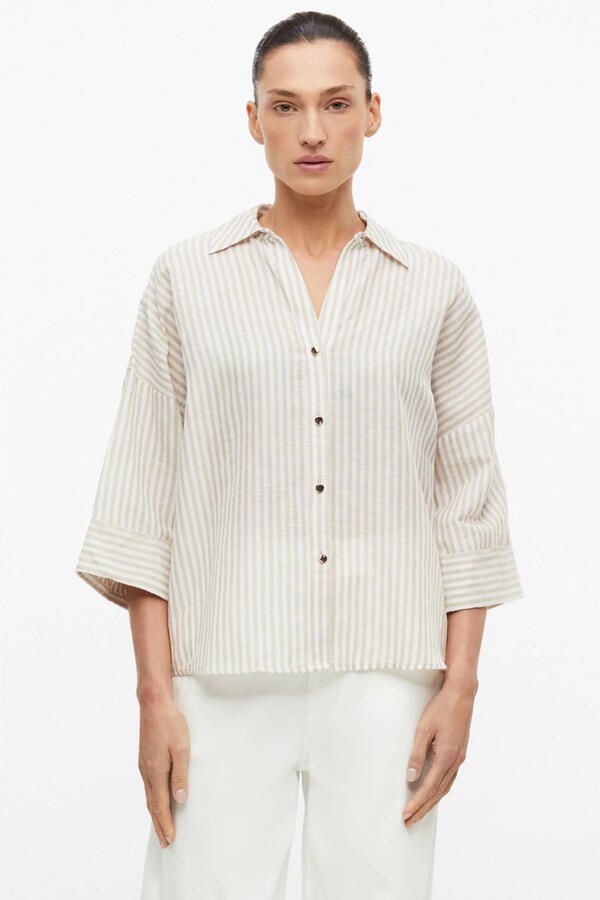 S.Oliver BLACK LABEL regular fit blouse met lange mouwen van mix van katoen en linnen