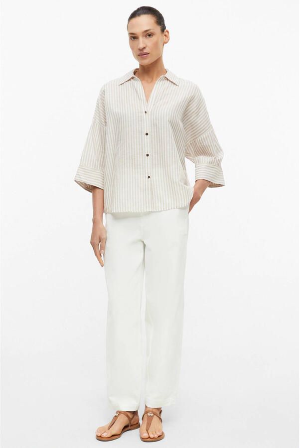 S.Oliver BLACK LABEL regular fit blouse met lange mouwen van mix van katoen en linnen - Foto 3