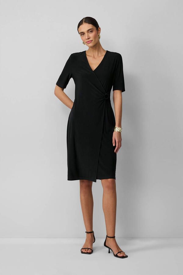 S.Oliver BLACK LABEL Getailleerde knielange jurk in wikkellook