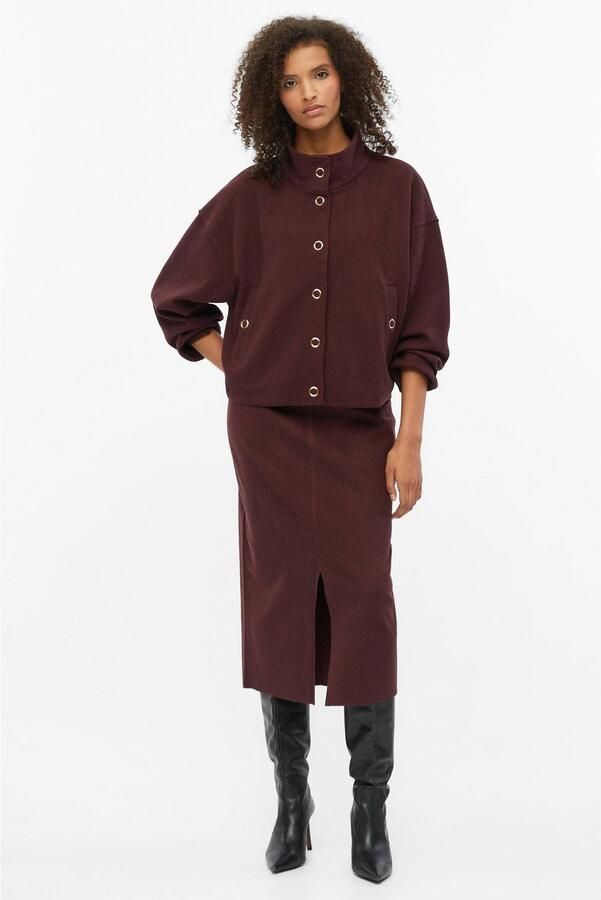 S.Oliver BLACK LABEL midi kokerrok met split paars - Foto 2
