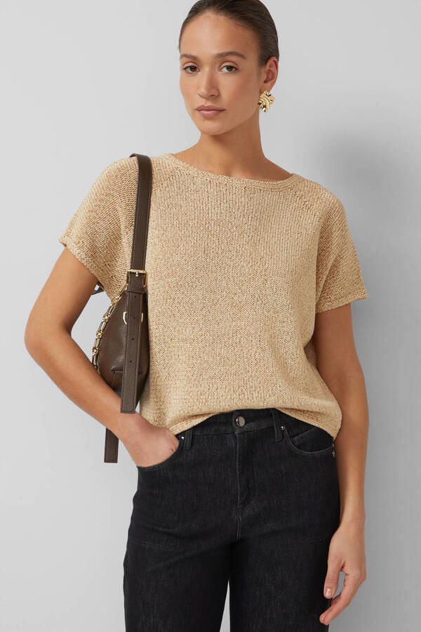 S.Oliver BLACK LABEL relaxed fit gebreide pullover met korte mouw - Foto 3