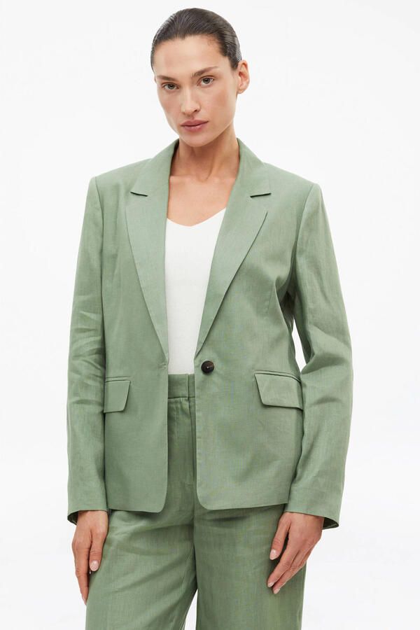 S.Oliver BLACK LABEL regular blazer met linnen lichtgroen