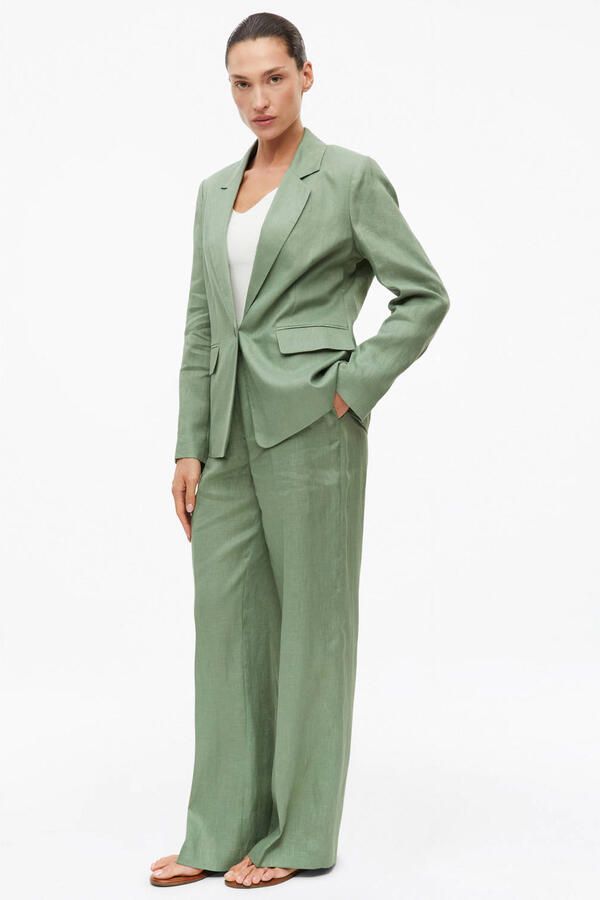 S.Oliver BLACK LABEL regular blazer met linnen lichtgroen - Foto 3