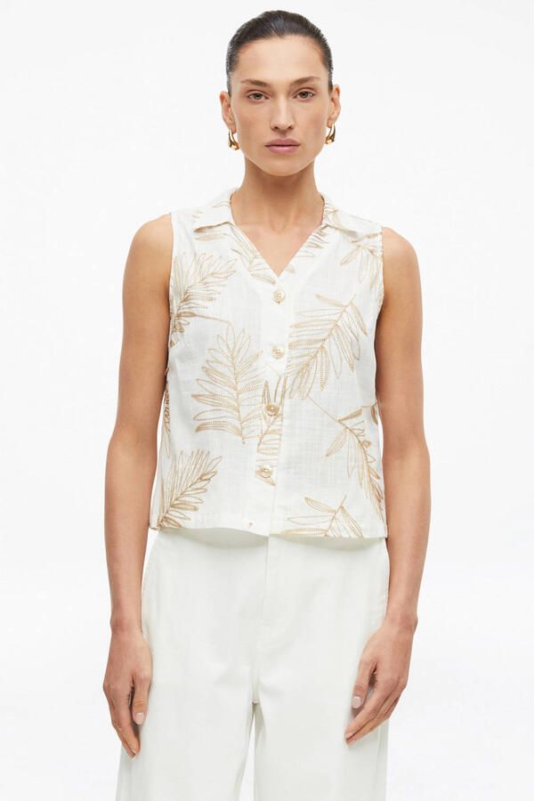 S.Oliver BLACK LABEL regular fit blouse met liggende kraag en borduursels wit - Foto 2