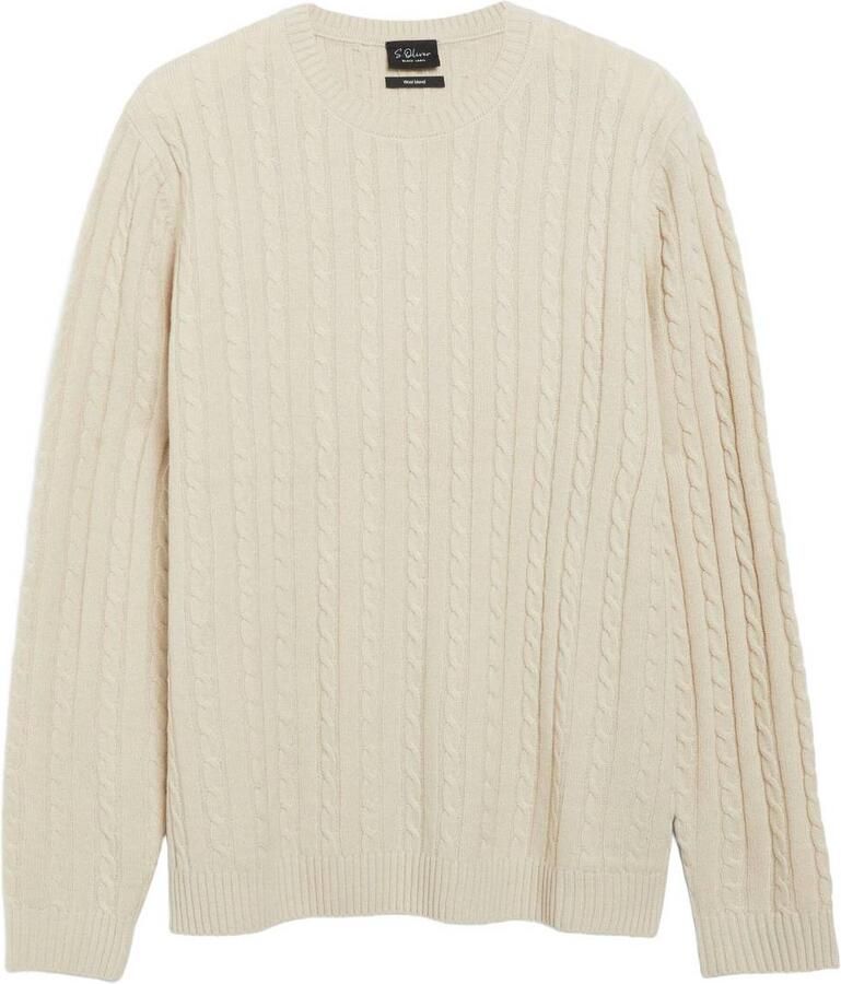 S.Oliver BLACK LABEL regular fit gebreide trui met kabels en wol beige