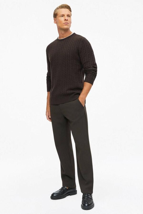 S.Oliver BLACK LABEL regular fit gebreide trui met kabels en wol bruin - Foto 2