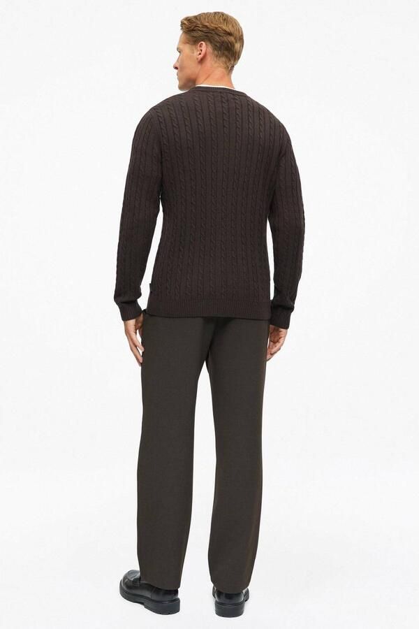 S.Oliver BLACK LABEL regular fit gebreide trui met kabels en wol bruin - Foto 3