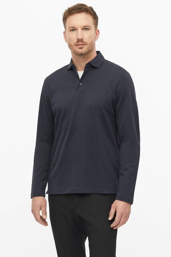 S.Oliver BLACK LABEL regular fit jacquard polo marine