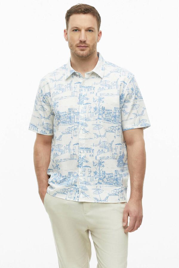 S.Oliver BLACK LABEL regular fit overhemd met kentkraag en print wit